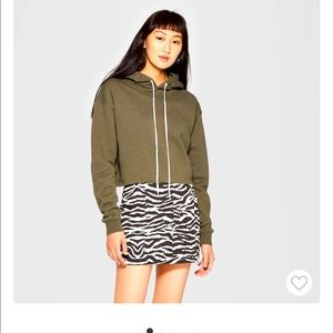 Wild Fable Cropped Olive Hoodie